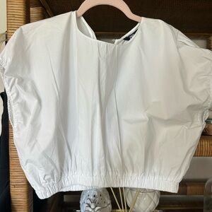 Zara Poplin Cotton White Crop Top Size M
